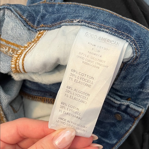 Good American Women's “Good Curve Straight Leg” Blue Jeans - Picture 3 of 7